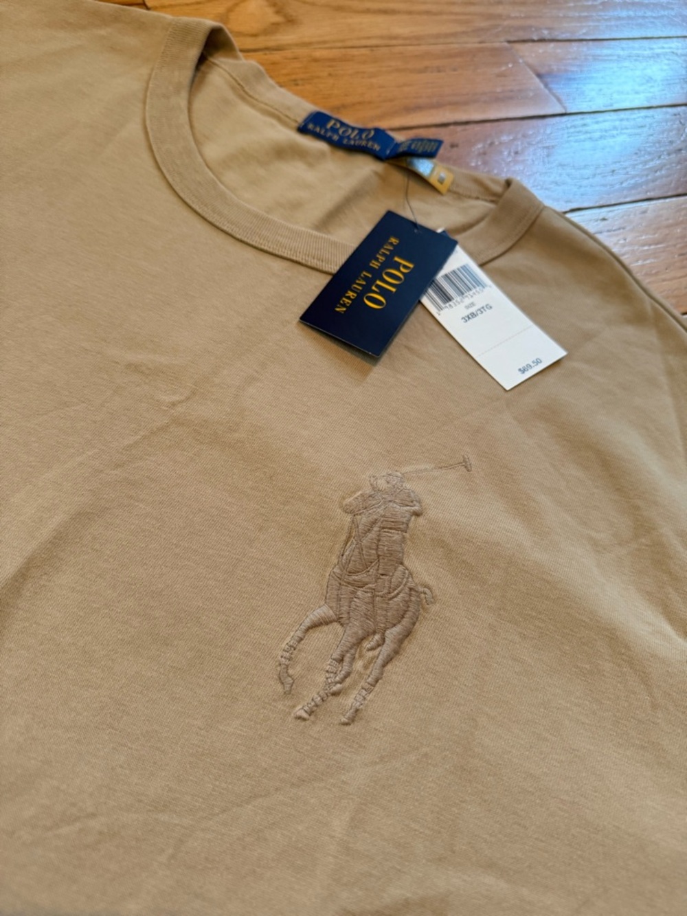 Polo Ralph Lauren Beige Embroidered BIG PONY Classic Fit T Shirt Men’s Size 3XB - Picture 3 of 13
